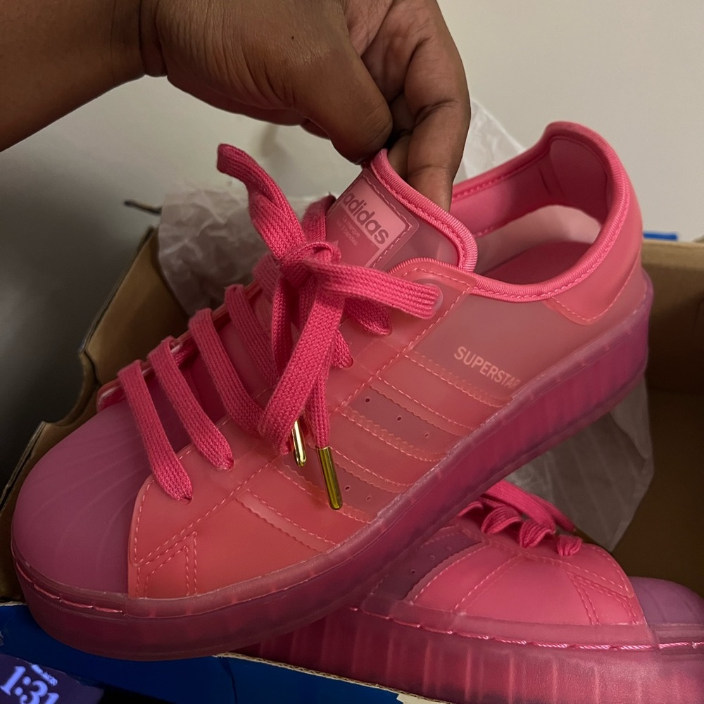 adidas Pink Superstar Clear Platform Sneakers